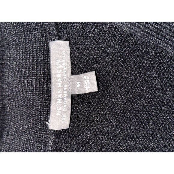 Neiman Marcus Cashmere Sheer Gauze Blouson-Sleeve Cardigan in Black Size M - Picture 6 of 6